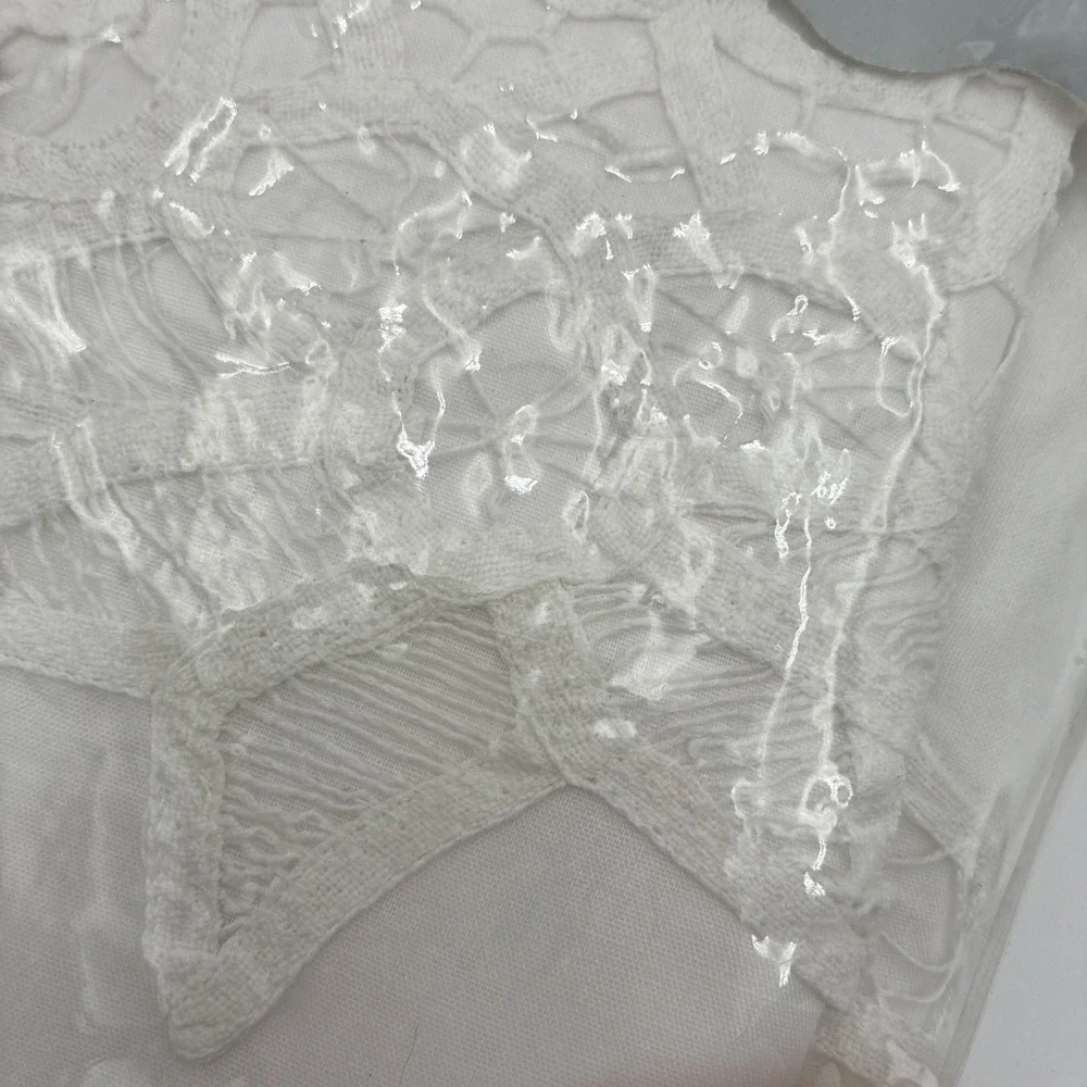 Keeco Handmade Collection White Full Bed Ruffle Battenburg Lace  cottagecore
